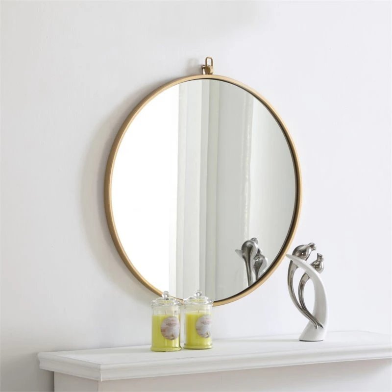 Elegant Furniture & Lighting Elegant Decor Rowan 24" Round Metal Frame Hooked Mirror In Brass 7 Elegant Furniture & Lighting Elegant Decor Rowan 24" Round Metal Frame Hooked Mirror In Brass - Image 5