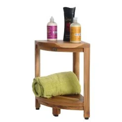 Ecodecors Earthyteak Corner Teak Shower Stools Or Shelf, 12"x12"x18" -Laural Home Shop e16183c308112c07 8230 w800 h800 b1 p0