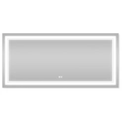 Wellfor Frameless LED Lighted Dimmable Bathroom Vanity Mirror With Defogger, 60"x28" -Laural Home Shop e1e16a9002f4dbad 7338 w800 h800 b1 p0