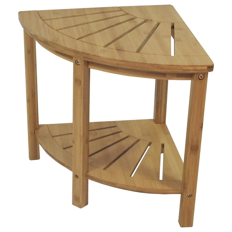 Redmon Bamboo Spa Style Corner Shower Seat With Shelf 3 Redmon Bamboo Spa Style Corner Shower Seat With Shelf