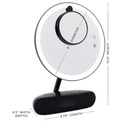 Impressions Vanity Company Melody 9-Inch Round Duotone Makeup Mirror With Bluetooth Speakers, Black -Laural Home Shop e22155b20ec442c0 6195 w800 h800 b1 p0