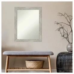Amanti Art Dove Greywash Narrow Non-Beveled Bathroom Wall Mirror - 21.5 X 27.5 In. -Laural Home Shop e221613102bdddcf 6152 w800 h800 b1 p0
