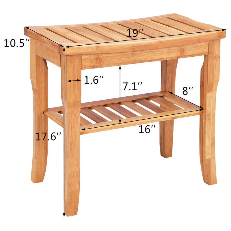 Costway Shower Seat Bench Bathroom Spa Bath Organizer Stool With Storage Shelf 4 Costway Shower Seat Bench Bathroom Spa Bath Organizer Stool With Storage Shelf - Image 2