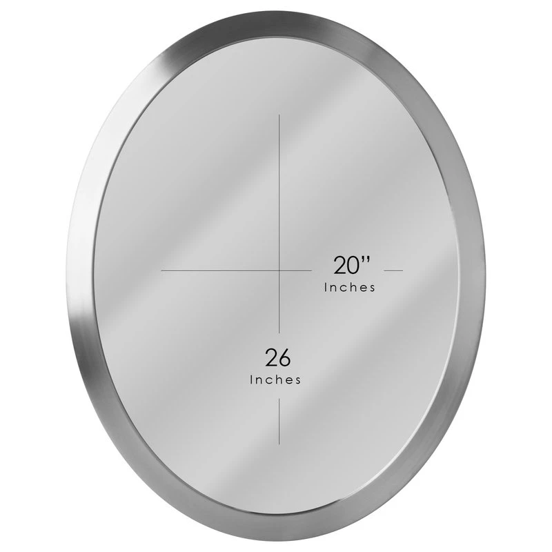 Head West, Inc. Head West Brushed Nickel Stainless Steel Oval Beveled Vanity Mirror - 23x29 5 Head West, Inc. Head West Brushed Nickel Stainless Steel Oval Beveled Vanity Mirror - 23x29 - Image 3
