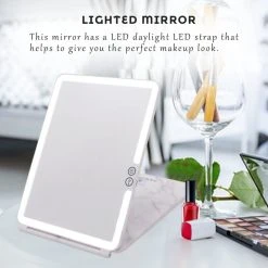 Impressions Vanity Company Touch Pad 2.0 Rechargeable LED Makeup Mirror With Flip Cover, White -Laural Home Shop e281104a018ef8c6 8955 w800 h800 b0 p0