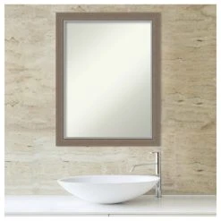 Amanti Art Eva Brown Narrow Non-Beveled Bathroom Wall Mirror - 21.25 X 27.25 In. -Laural Home Shop e28149ac02bdde55 6137 w800 h800 b1 p0