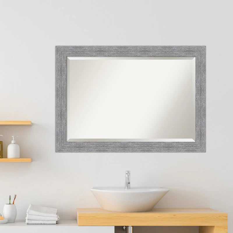 Amanti Art Bark Rustic Grey Beveled Bathroom Wall Mirror - 41 X 29 In. 10 Amanti Art Bark Rustic Grey Beveled Bathroom Wall Mirror - 41 X 29 In. - Image 8