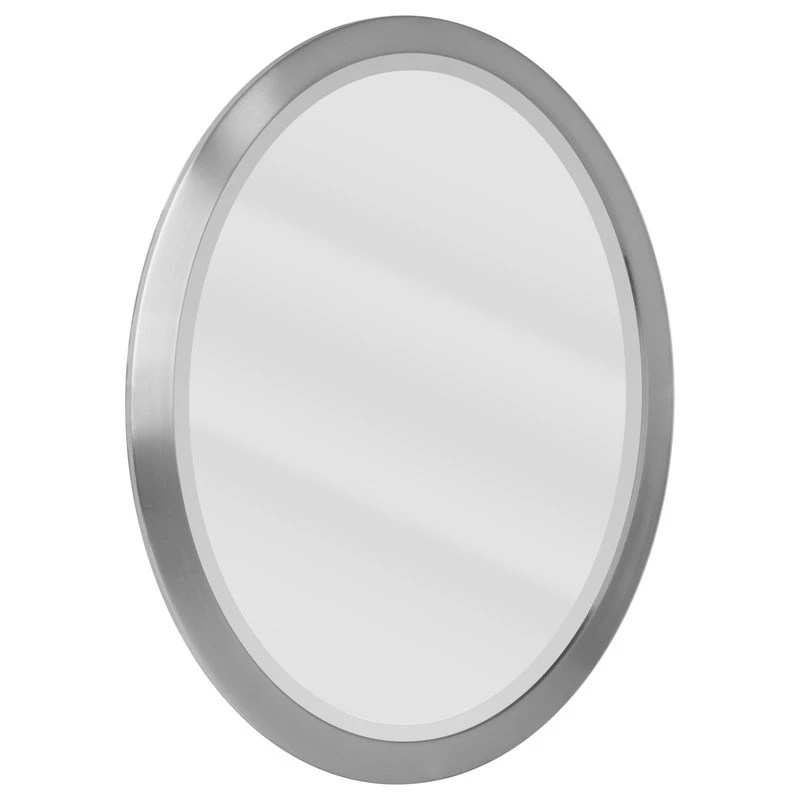 Head West, Inc. Head West Brushed Nickel Stainless Steel Oval Beveled Vanity Mirror - 23x29 3 Head West, Inc. Head West Brushed Nickel Stainless Steel Oval Beveled Vanity Mirror - 23x29