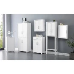 Bowery Hill Wooden Mirrored Wall Cabinet With 2 Adjustable Shelves In White 9 Bowery Hill Wooden Mirrored Wall Cabinet With 2 Adjustable Shelves In White -Laural Home Shop e36116ea03accfb3 0797 w800 h800 b0 p0