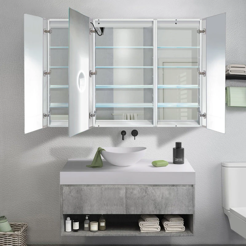 Krugg Reflections USA 66x42 Recessed/Surface Mount Medicine Cabinet 12 Shelves, LED, Left-Left-Right H 6 Krugg Reflections USA 66x42 Recessed/Surface Mount Medicine Cabinet 12 Shelves, LED, Left-Left-Right H - Image 4
