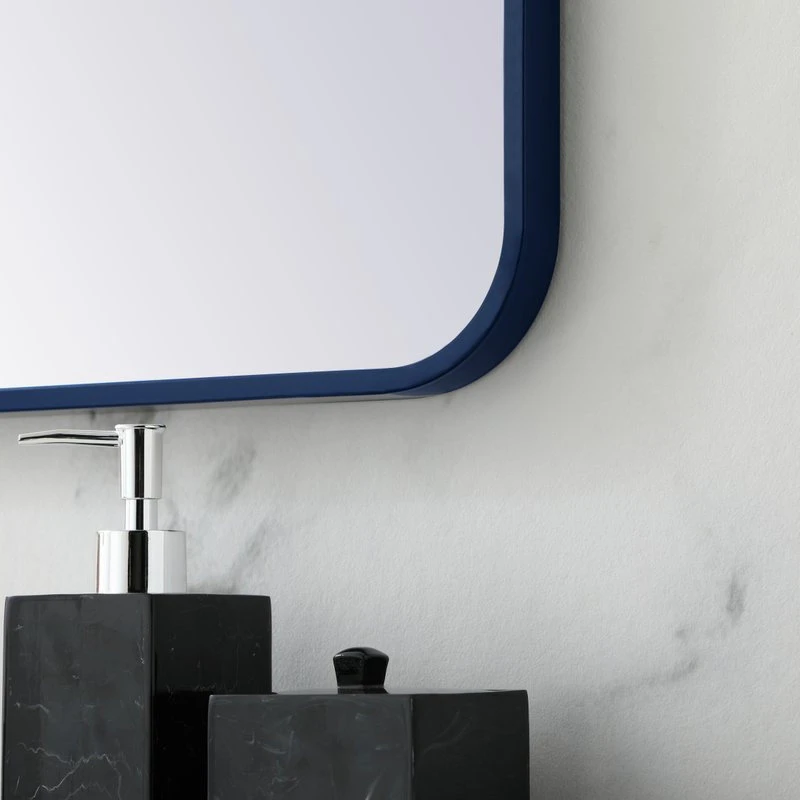 Elegant Furniture & Lighting Elegant Decor MR803036BL Soft Corner Metal Rectangular Mirror, 30"x36", Blue 7 Elegant Furniture & Lighting Elegant Decor MR803036BL Soft Corner Metal Rectangular Mirror, 30"x36", Blue - Image 5