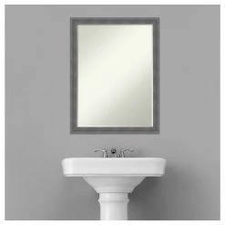 Amanti Art Dixie Grey Rustic Petite Bevel Wood Bathroom Wall Mirror 20.25 X 26.25 In. -Laural Home Shop e421527203b79117 7723 w800 h800 b1 p0