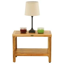 EcoDecors EarthyTeak Classic Teak Shower Bench With Shelf, 24" -Laural Home Shop e4a142eb0a2ed4a6 8277 w800 h800 b1 p0