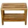 EcoDecors EarthyTeak Classic Teak Shower Bench With Shelf, 24"