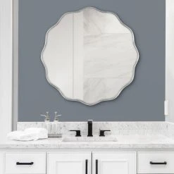 Uniek Viona Round Scalloped Mirror, Silver 26" Diameter 15 Uniek Viona Round Scalloped Mirror, Silver 26" Diameter -Laural Home Shop e4e13eb601fc512e 6225 w800 h800 b0 p0