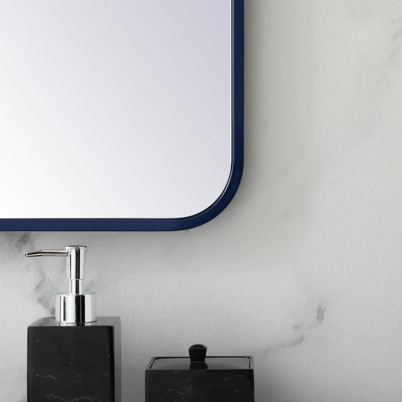 Elegant Furniture & Lighting Elegant Decor MR803036BL Soft Corner Metal Rectangular Mirror, 30"x36", Blue 6 Elegant Furniture & Lighting Elegant Decor MR803036BL Soft Corner Metal Rectangular Mirror, 30"x36", Blue - Image 4