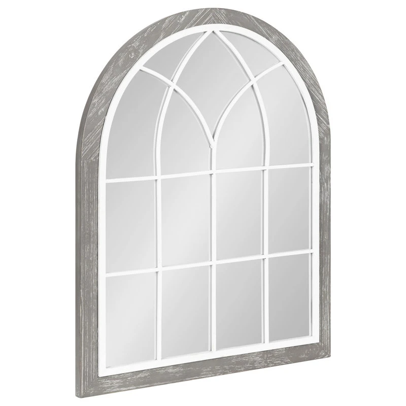 Uniek Nola Framed Windowpane Arch Mirror, Gray 22x28 3 Uniek Nola Framed Windowpane Arch Mirror, Gray 22x28