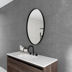 JimsMaison Oval Framed Wall Mounted Bathroom Vanity Mirror, Black, 24x36 -Laural Home Shop e601d69403171266 2750 w800 h800 b0 p0