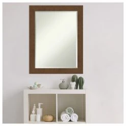 Amanti Art Carlisle Brown Beveled Wood Bathroom Wall Mirror - 22 X 28 In. -Laural Home Shop e61143190fcfd2a3 6128 w800 h800 b1 p0