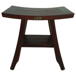 DecoTeak Satori 18" Eastern Styled Teak Shower Bench With Shelf