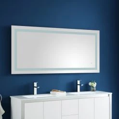 Ove Decors Pria LED 60 X 28 In. Mirror In White And Aluminum Finish -Laural Home Shop e63163f501e8645f 3617 w800 h800 b0 p0