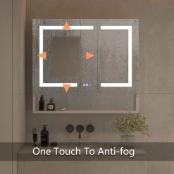 Modland Modern LED Mirror Medicine Cabinet With 3-Touch Switches, Aluminum Natural Color Oxidation -Laural Home Shop e6a114d5039447d1 9083 w800 h800 b0 p0