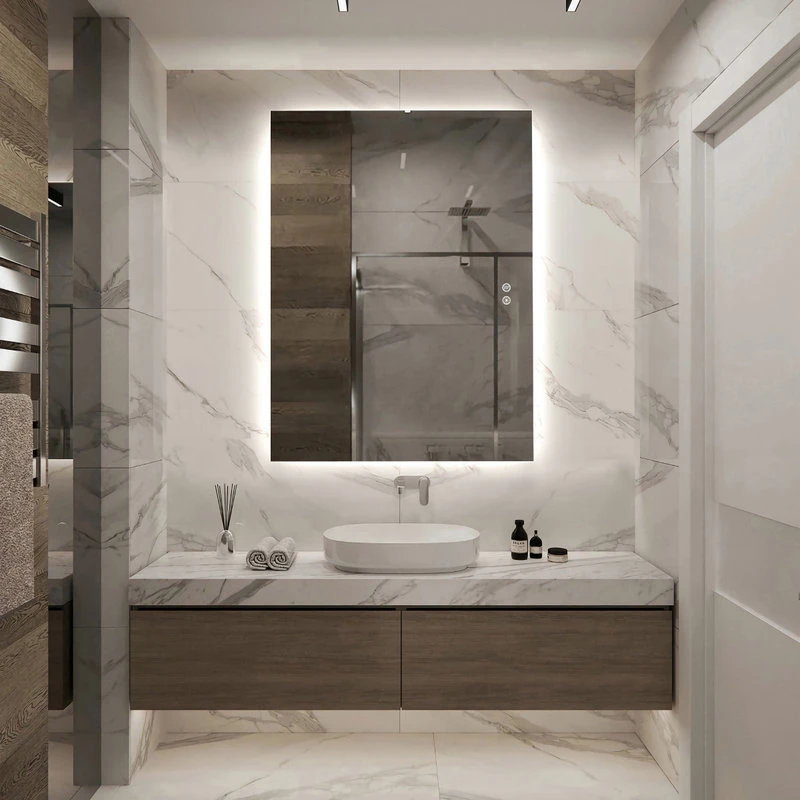 Ketcham Medicine Cabinets/Fred Silver & Company Aurora Backlit Dimmable LED Mirror With Defogger, 48"x36"x1.75" 4 Ketcham Medicine Cabinets/Fred Silver & Company Aurora Backlit Dimmable LED Mirror With Defogger, 48"x36"x1.75" - Image 2