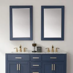 Altair Ivy Rectangular Bathroom Wood Framed Wall Mirror, Blue, 24" -Laural Home Shop e7711d01024482fb 5439 w800 h800 b0 p0