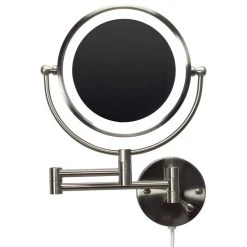 American Imaginations 20.83-in. Round Stainless Steel Wall Mount Magnifying Mirror