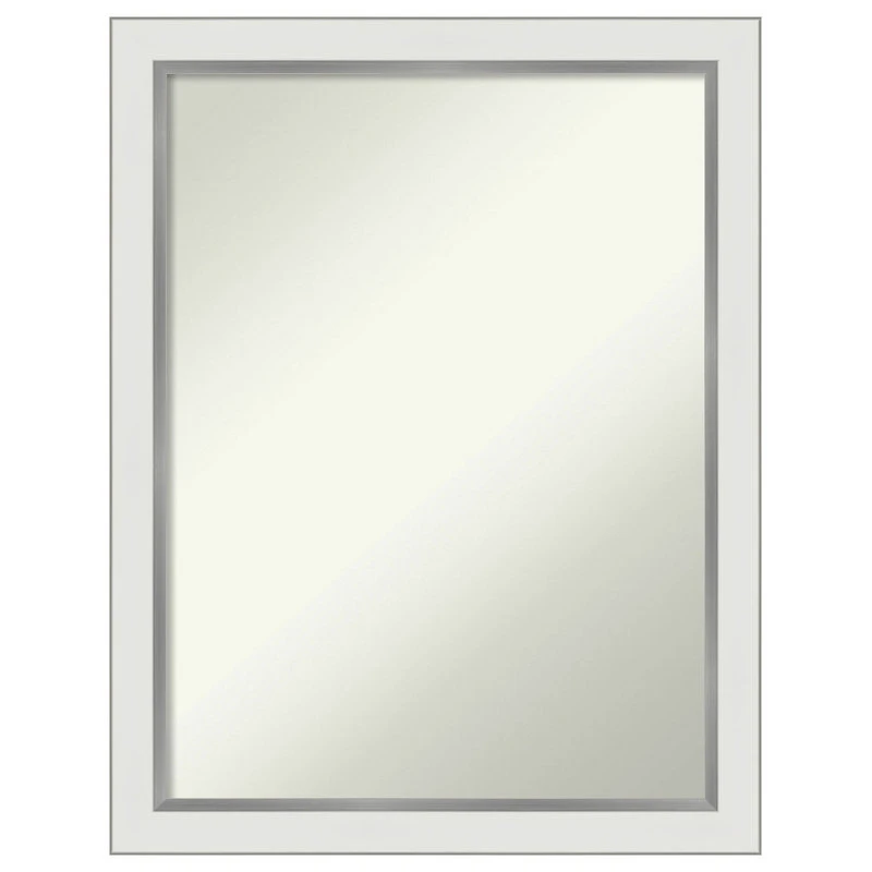 Amanti Art Eva White Silver Narrow Non-Beveled Bathroom Wall Mirror - 21 X 27 In. 3 Amanti Art Eva White Silver Narrow Non-Beveled Bathroom Wall Mirror - 21 X 27 In.