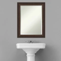 Amanti Art Lara Bronze Beveled Wood Bathroom Wall Mirror - 22.5 X 28.5 In. -Laural Home Shop e7c15d33034463d0 6864 w800 h800 b0 p0