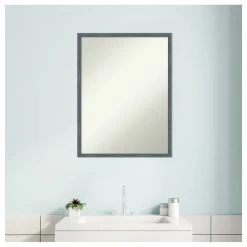 Amanti Art Dixie Blue Grey Rustic Narrow Non-Beveled Wood Bathroom Mirror - 19 X 25 In. -Laural Home Shop e8011a4902bddde2 6148 w800 h800 b1 p0