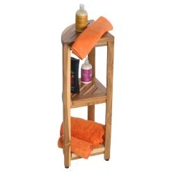Ecodecors Earthyteak Corner Teak Shower Stools Or Shelf, 16"x15"x18" -Laural Home Shop e811393a08112c11 0601 w800 h800 b1 p0