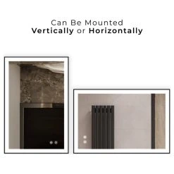 Bathroom Mirrors Rectangle Framed LED Mirror Anti-Fog, Dimmer Touch Sensor, Matte Black, 30"x40" -Laural Home Shop e811ebf2038f2750 6334 w800 h800 b1 p0