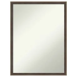 Amanti Art Hardwood Wedge Mocha Non-Beveled Wood Bathroom Wall Mirror - 19.25 X 25.25 In.