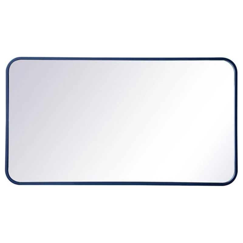 Elegant Furniture & Lighting Elegant Decor Evermore 20x36" Soft Corner Metal Rectangular Mirror In Blue 5 Elegant Furniture & Lighting Elegant Decor Evermore 20x36" Soft Corner Metal Rectangular Mirror In Blue - Image 3