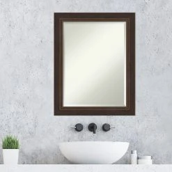 Amanti Art Lara Bronze Beveled Wood Bathroom Wall Mirror - 22.5 X 28.5 In. -Laural Home Shop e8a13d88034463cf 6864 w800 h800 b0 p0