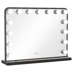 Keonjinn Hollywood Vanity Mirror, Lights,3 Color Lighting Modes, Memory, Black, 23x18