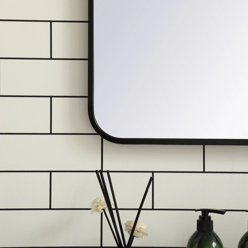 Elegant Furniture & Lighting Ellis Soft Corner Metal Rectangular Mirror, Black, 30"x48" 6 Elegant Furniture & Lighting Ellis Soft Corner Metal Rectangular Mirror, Black, 30"x48" - Image 4