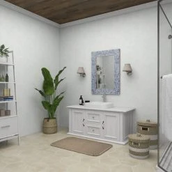 Brimfield & May Contemporary Blue Wood Wall Mirror 22350 -Laural Home Shop eb3106db01b10e90 6922 w800 h800 b0 p0