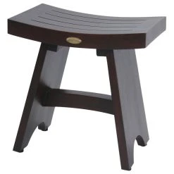 DecoTeak 18" Serenity Teak Eastern Style Shower Bench, Without Shelf