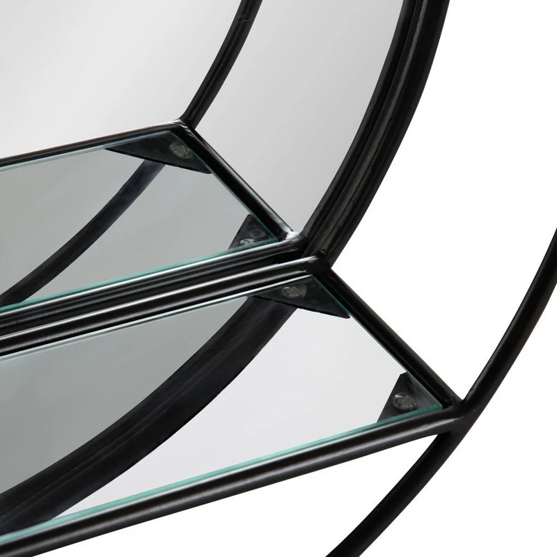 Uniek Kei Modern Round Accent Mirror With Shelf, Black 19 Diameter 7 Uniek Kei Modern Round Accent Mirror With Shelf, Black 19 Diameter - Image 5