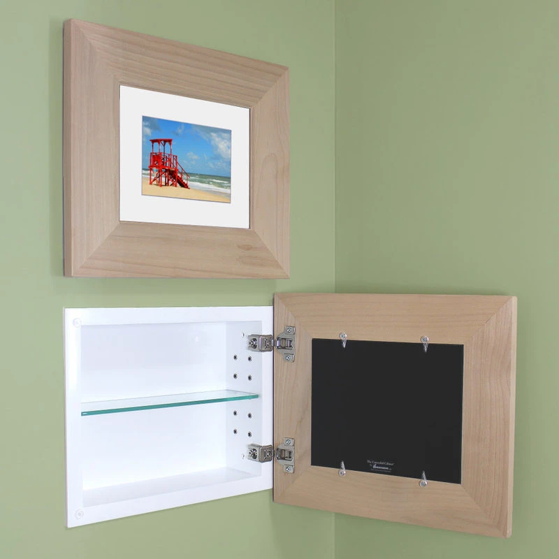 Fox Hollow Furnishings Landscape Recessed Concealed Medicine Cabinet, 14"x11", Unfinished Flat 4 Fox Hollow Furnishings Landscape Recessed Concealed Medicine Cabinet, 14"x11", Unfinished Flat - Image 2