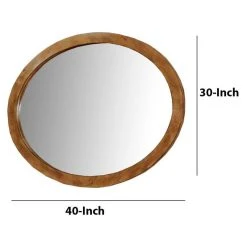 Benjara Lennart 40" Oval Modern Wood Wall Mounted Mirror In Oak -Laural Home Shop ec1158d400d025d7 5580 w800 h800 b1 p0