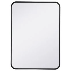 Elegant Furniture & Lighting Elegant Decor Evermore 22x30" Soft Corner Metal Rectangular Mirror In Black