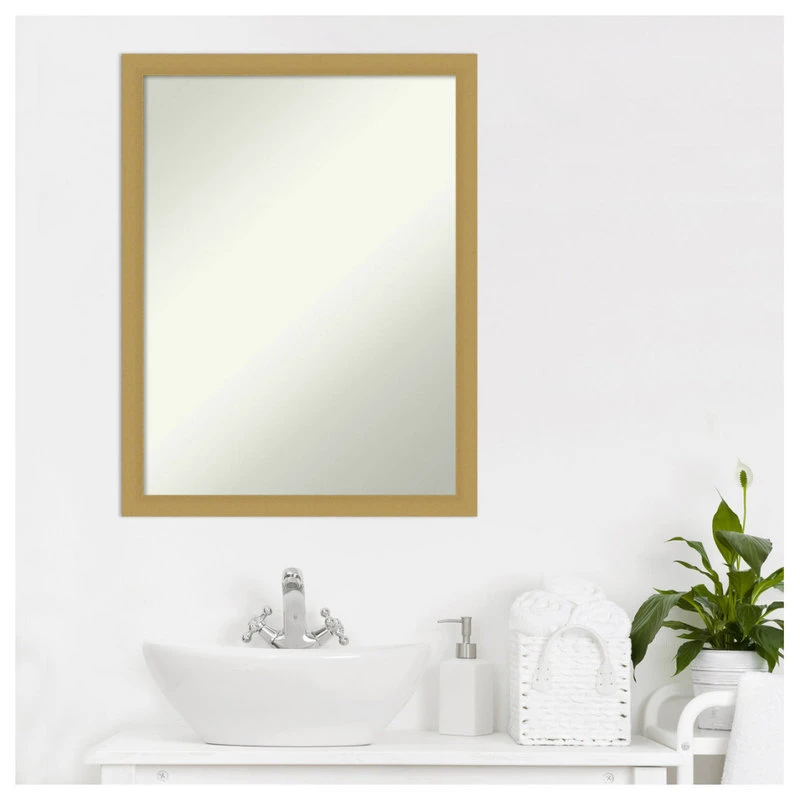 Amanti Art Grace Brushed Gold Narrow Non-Beveled Bathroom Wall Mirror - 20 X 26 In. 10 Amanti Art Grace Brushed Gold Narrow Non-Beveled Bathroom Wall Mirror - 20 X 26 In. - Image 8