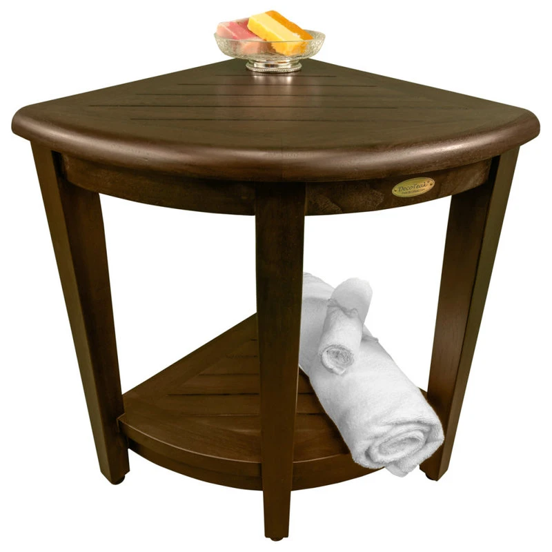 DecoTeak Oasis Teak Corner Shower Stool, Table With Shelf, 16"x18" 13 DecoTeak Oasis Teak Corner Shower Stool, Table With Shelf, 16"x18" - Image 11
