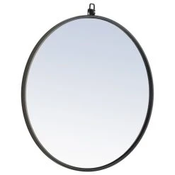 Elegant Furniture & Lighting Elegant Decor Rowan 24" Round Metal Frame Hooked Mirror In Black -Laural Home Shop ed41058301e10400 7537 w800 h800 b1 p0