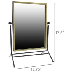 HomeRoots Rustic Goldtone Rectangular Vanity Mirror -Laural Home Shop ed51201600a40c72 1828 w800 h800 b1 p0