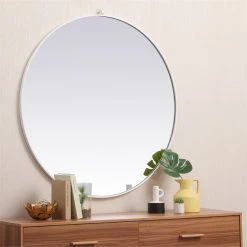 Elegant Furniture & Lighting Elegant Decor Eternity 45" Round Mid Century Metal Frame Hooked Mirror In White 11 Elegant Furniture & Lighting Elegant Decor Eternity 45" Round Mid Century Metal Frame Hooked Mirror In White -Laural Home Shop ed5166a001e0d726 9336 w800 h800 b0 p0